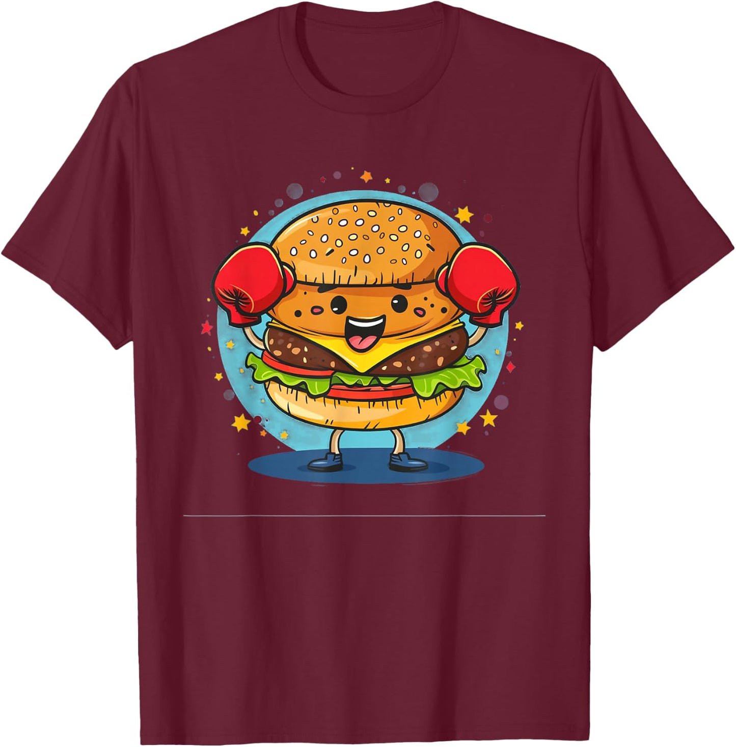Smash Burger Costume with Funny Boxing Gloves T-Shirt - T-Shirt | Maroon