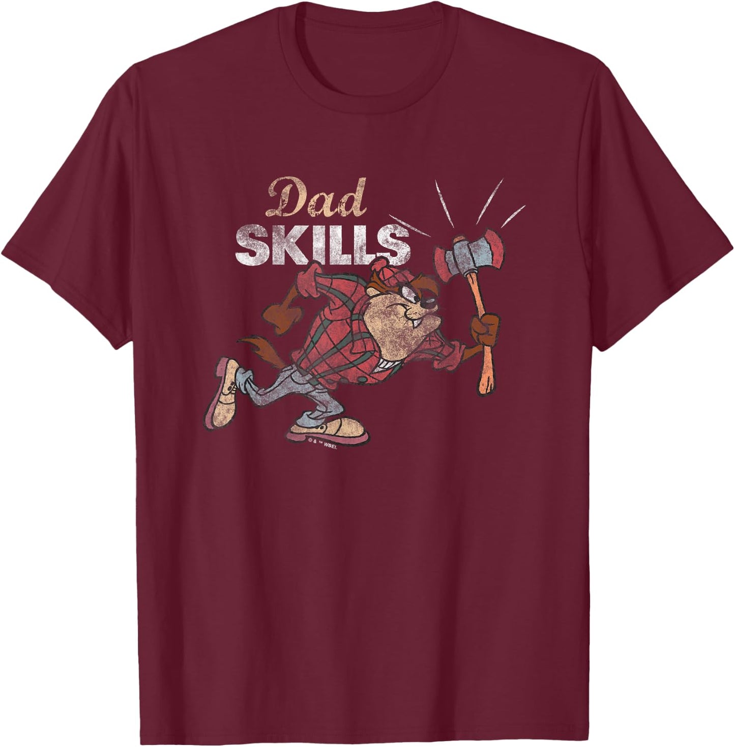 Looney Tunes Father's Day Taz Dad Skills T-Shirt - T-Shirt | Maroon