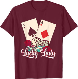 Lucky Lady Poker Player | Gambling Casino | Gambler T-Shirt - T-Shirt | Maroon