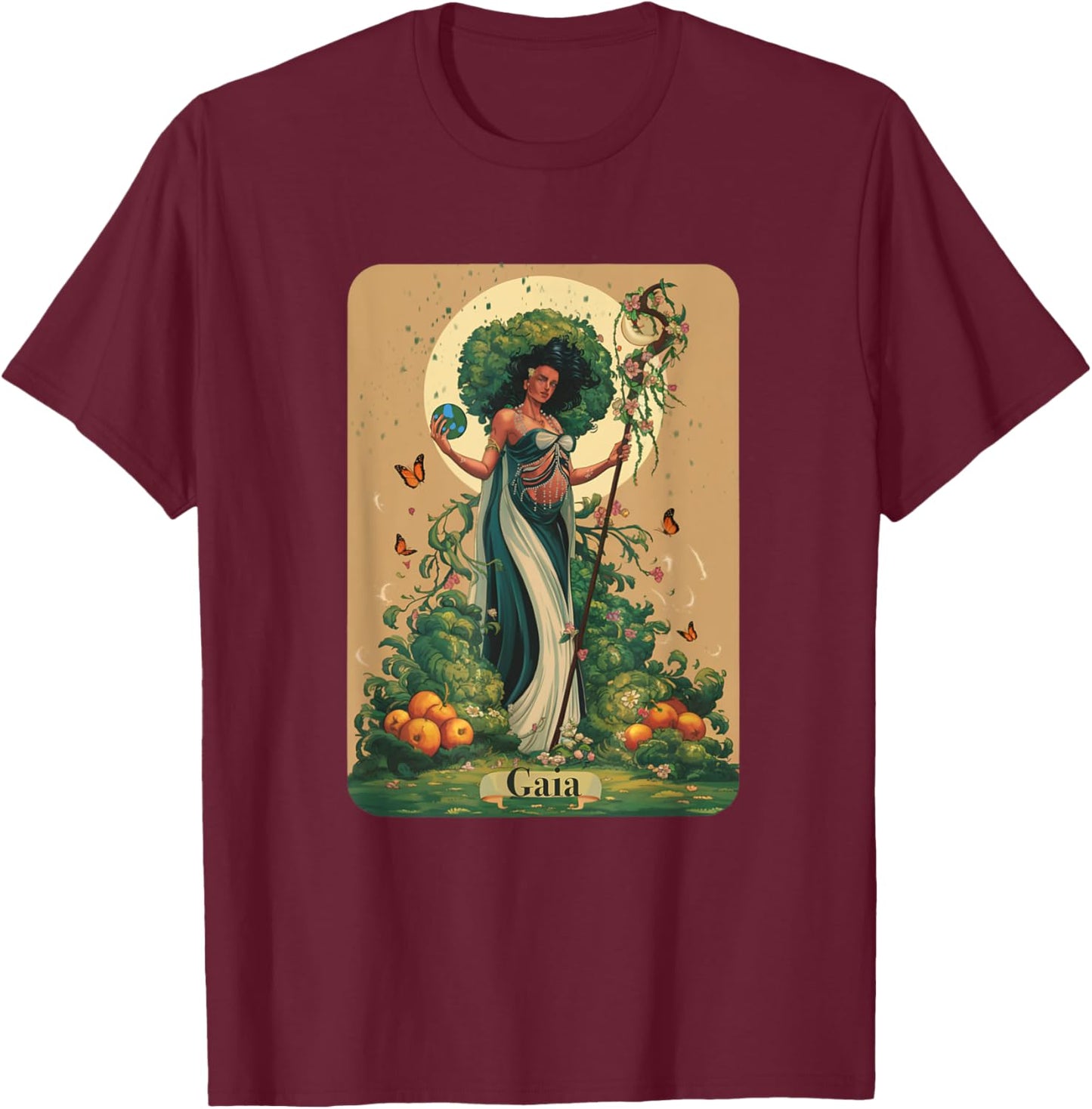 Gaia Greek Goddess Mother Earth Nature Lover Witchy Pagan T-Shirt - T-Shirt | Maroon