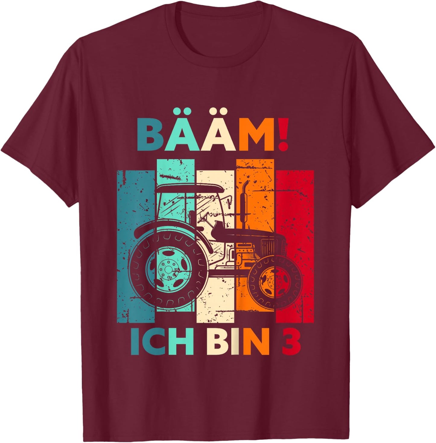 Bääm! Ich Bin 3 Jahre DREI Junge 3. Geburtstag Traktor T-Shirt - T-Shirt | Maroon