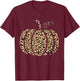 Pumpkin Leopard Print Cheetah Fall Graphic Thanksgiving T-Shirt - T-Shirt | Maroon