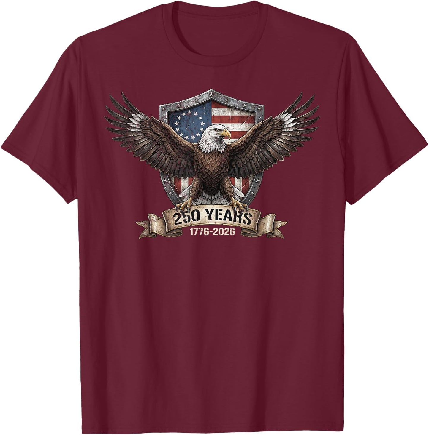 250th Anniversary Patriotic USA T-Shirt - T-Shirt | Maroon