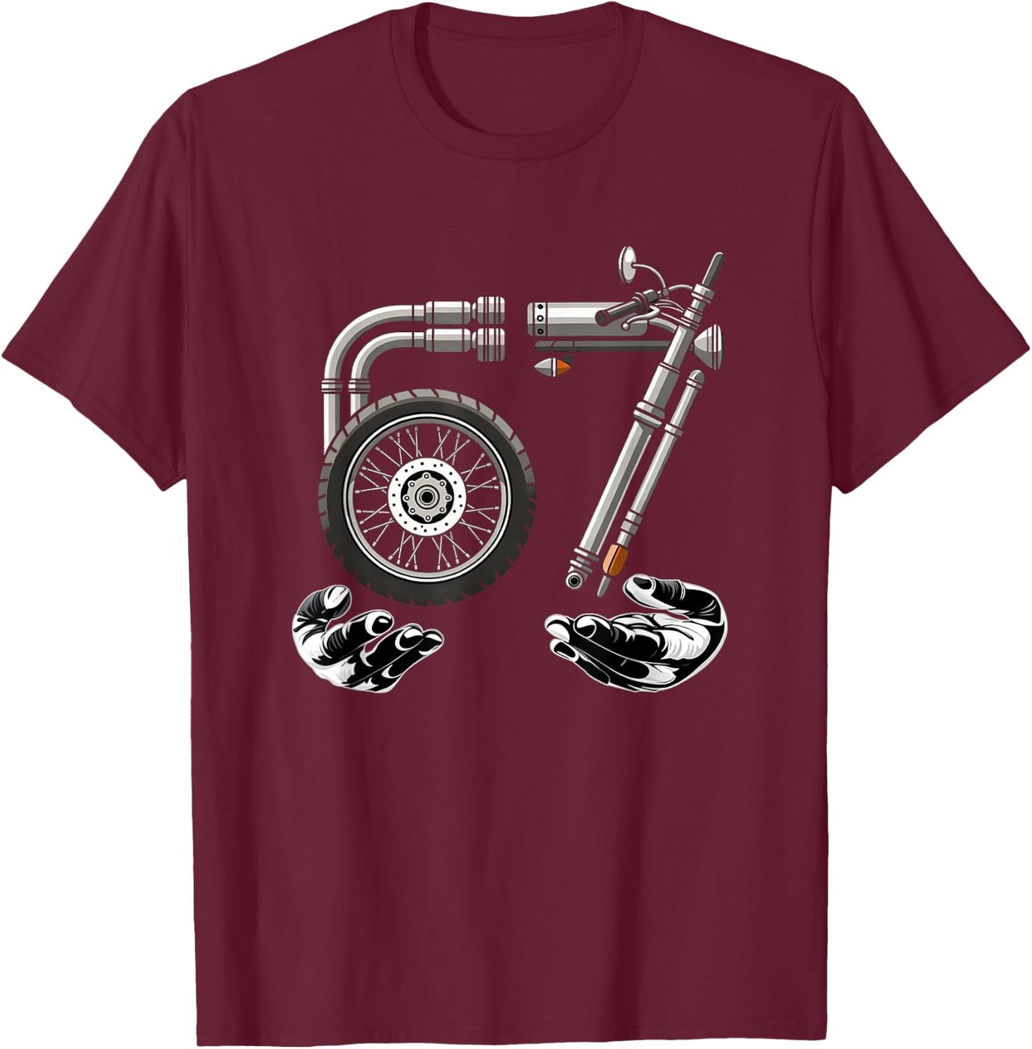 67 Meme Motorrad Six eeven T-Shirt - T-Shirt | Maroon