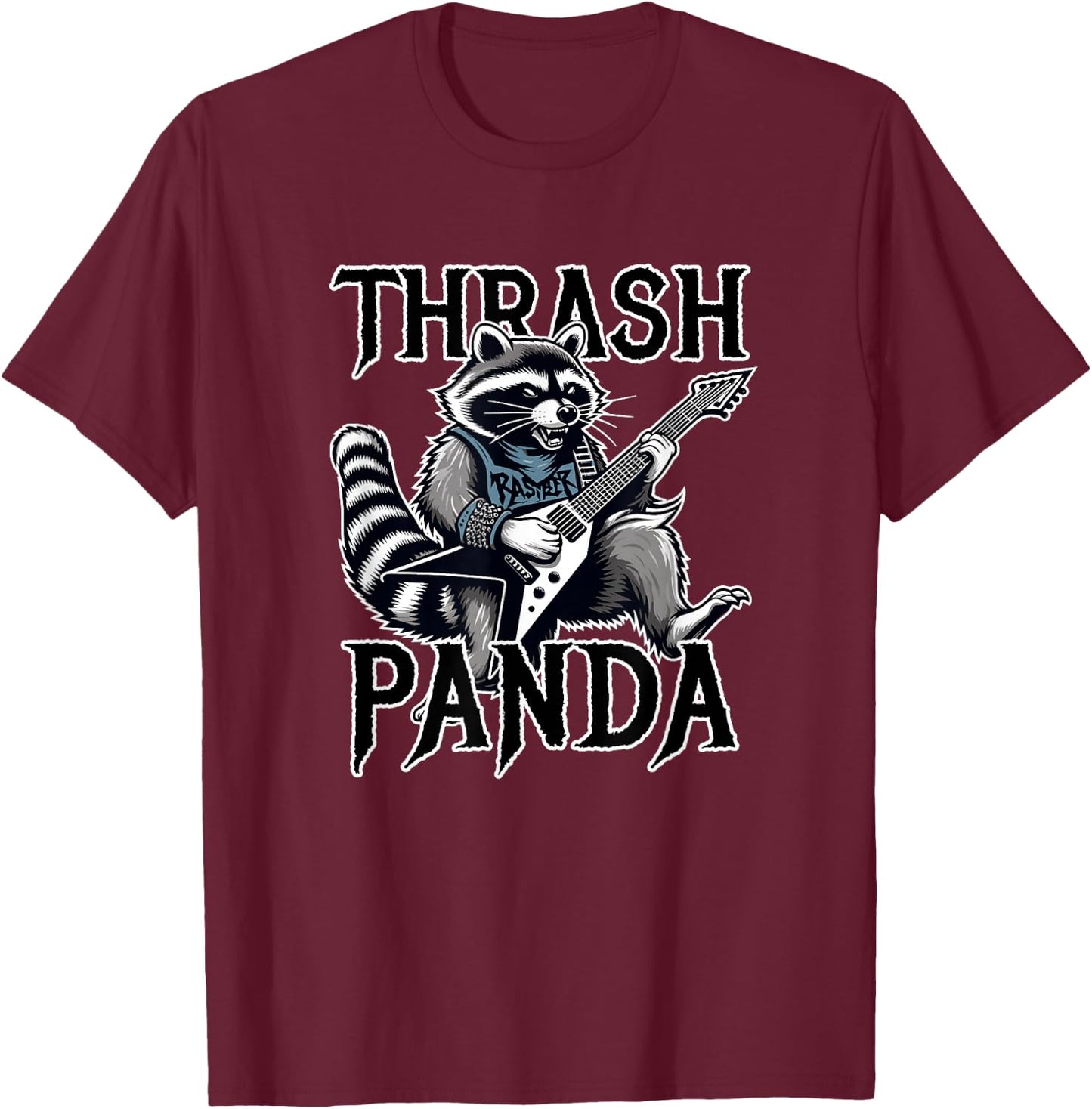 Heavy Metal Rock Raccoon Funny Trash Panda T-Shirt - T-Shirt | Maroon