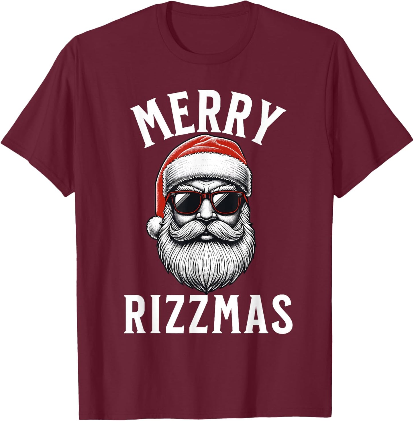 Merry Rizzmas Funny Christmas Teen Boys Kids Men Silly Santa T-Shirt - T-Shirt | Maroon
