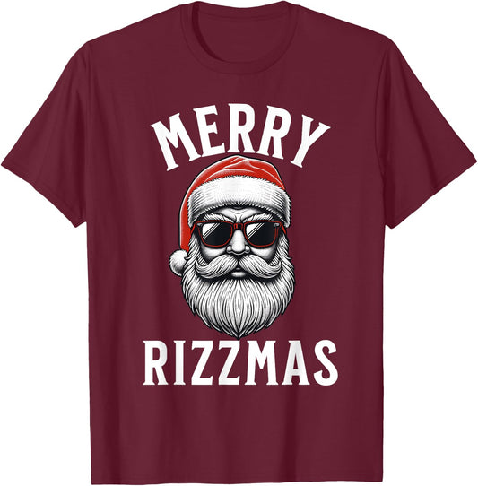 Merry Rizzmas Funny Christmas Teen Boys Kids Men Silly Santa T-Shirt - T-Shirt | Maroon