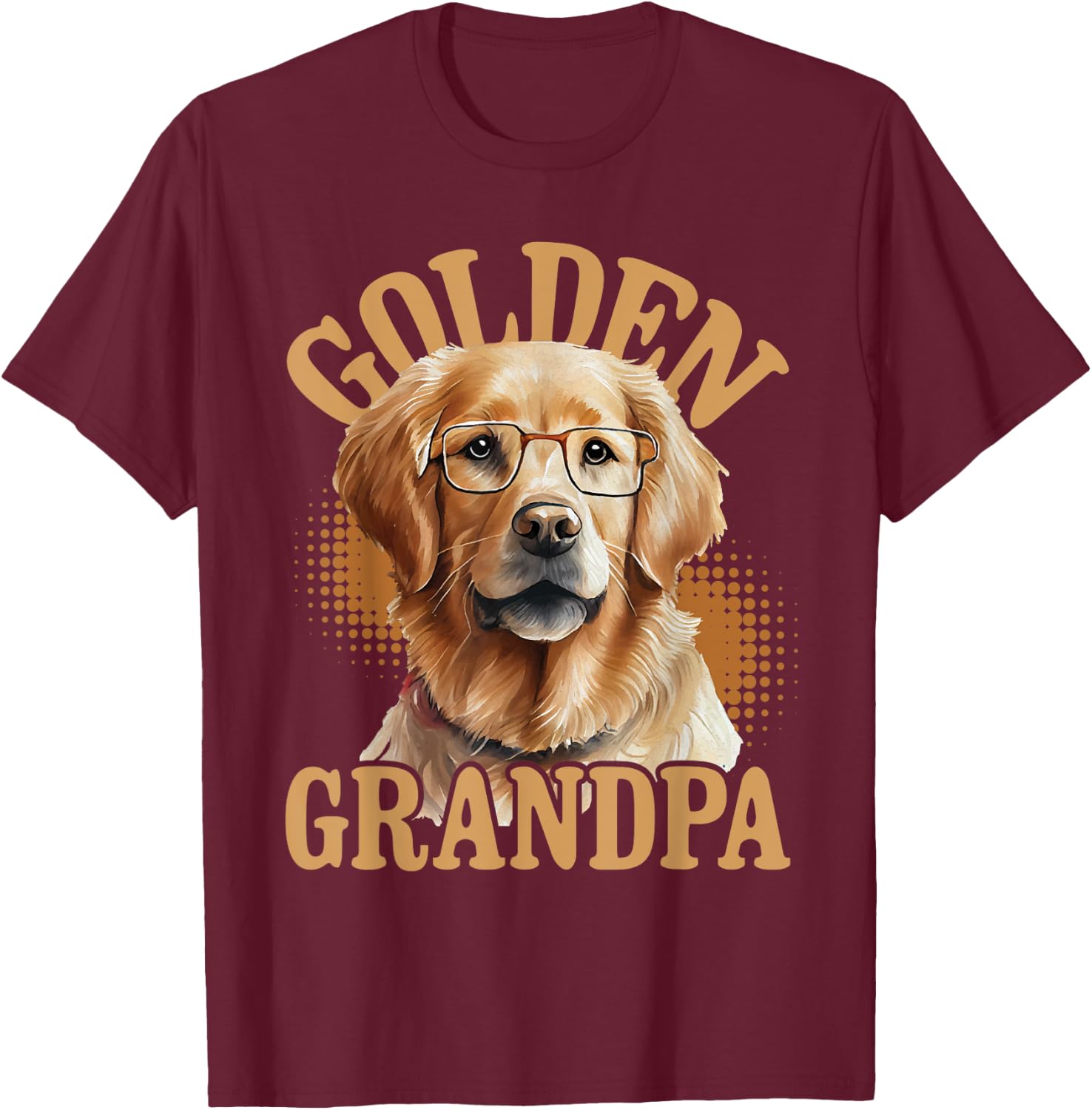 Golden Grandpa - American Flag Dog Owner Canine Lover Women Men T-Shirt - T-Shirt | Maroon