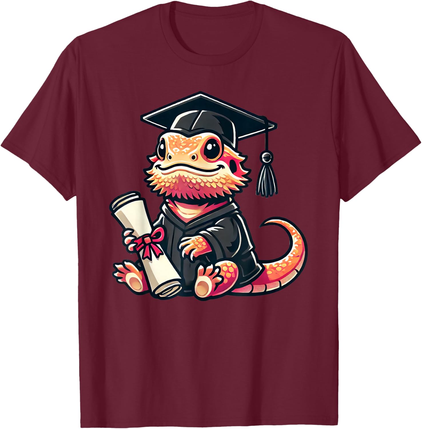 Cute Bearded Dragon Graduation T-Shirt - T-Shirt | Maroon