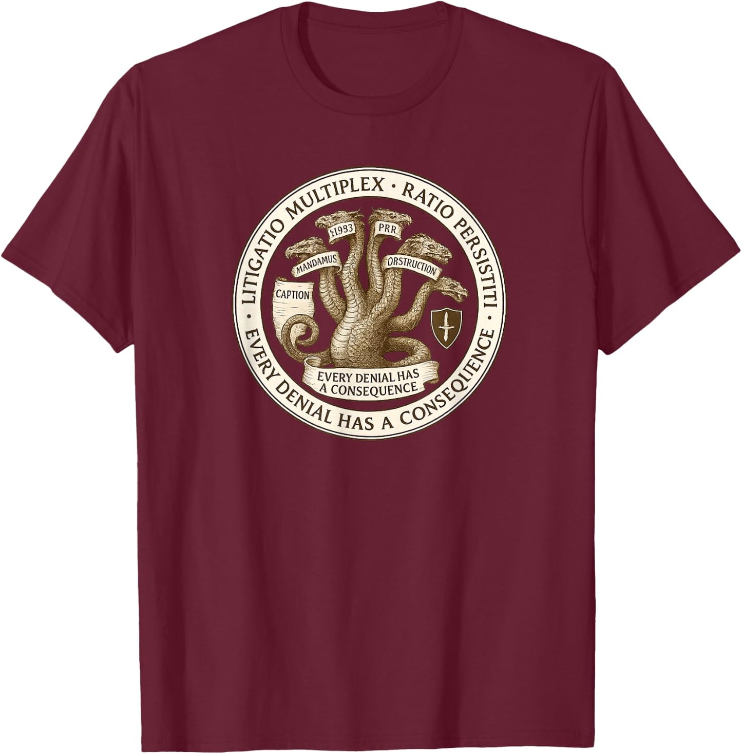 The Office of the Procedural Hydra Seal T-Shirt - T-Shirt | Maroon