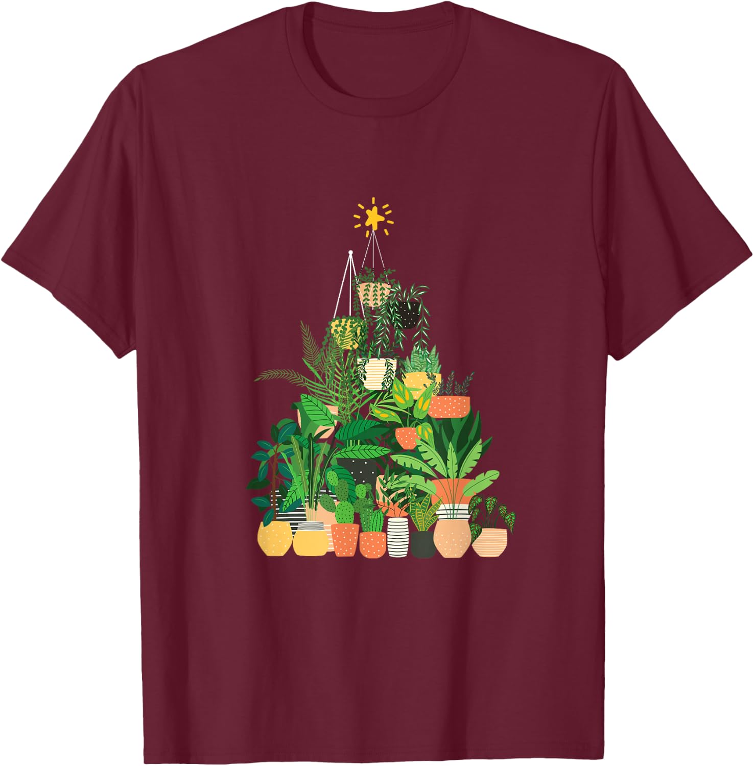 Gardening Potted Plant Christmas Tree T-Shirt - T-Shirt | Maroon