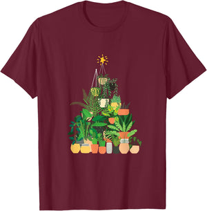 Gardening Potted Plant Christmas Tree T-Shirt - T-Shirt | Maroon