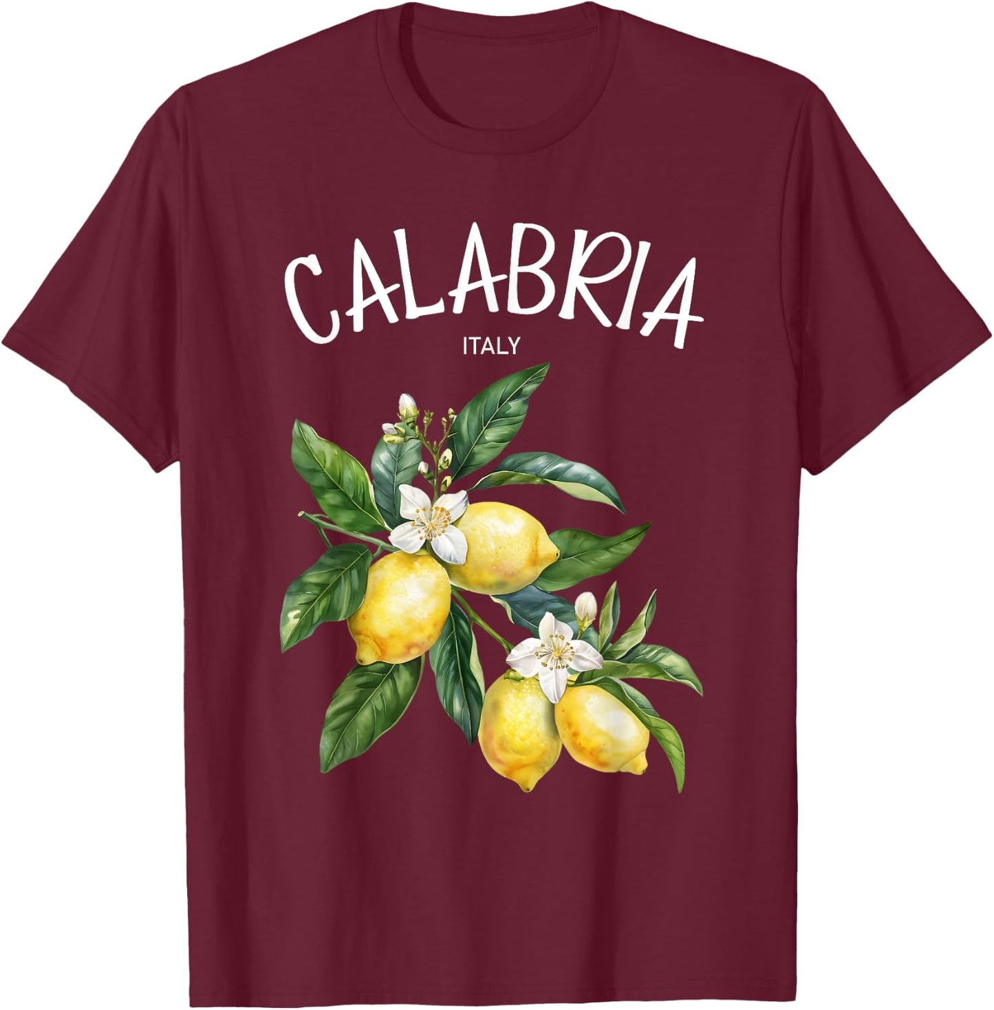 Calabria Lemon Art Italian Fruit Lover Italy Vintage Italia T-Shirt - T-Shirt | Maroon