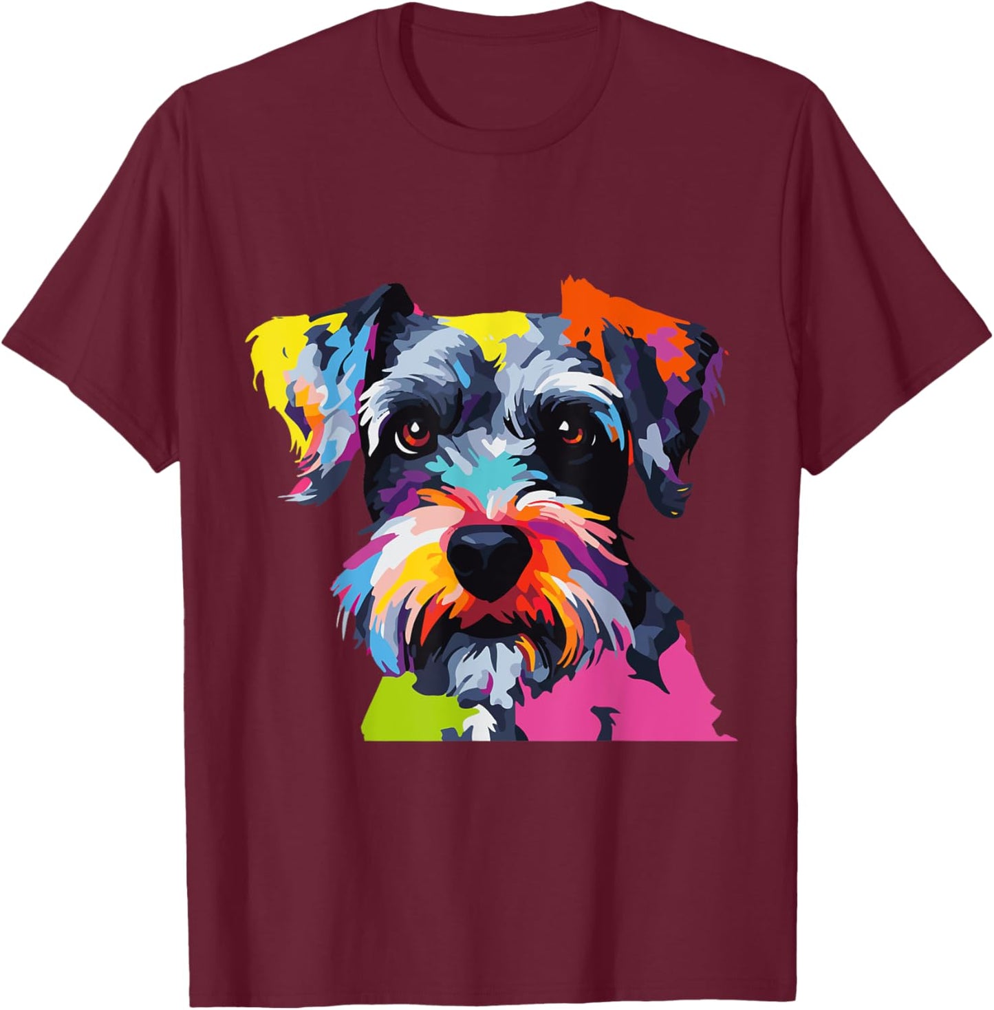 Miniature Schnauzer Pop Art Dog Mini Schnauzer Women Girls Kids T-Shirt - T-Shirt | Maroon
