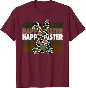 Happy Easter, Camo Bunny, Hunting, Camouflage T-Shirt - T-Shirt | Maroon