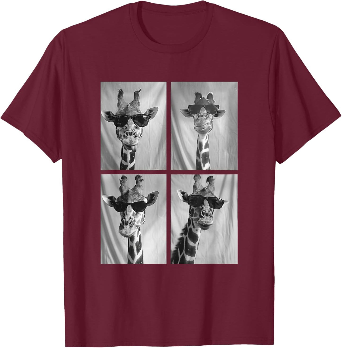 Cute Giraffe with Sunglasses African Animal Hipster Meme T-Shirt - T-Shirt | Maroon