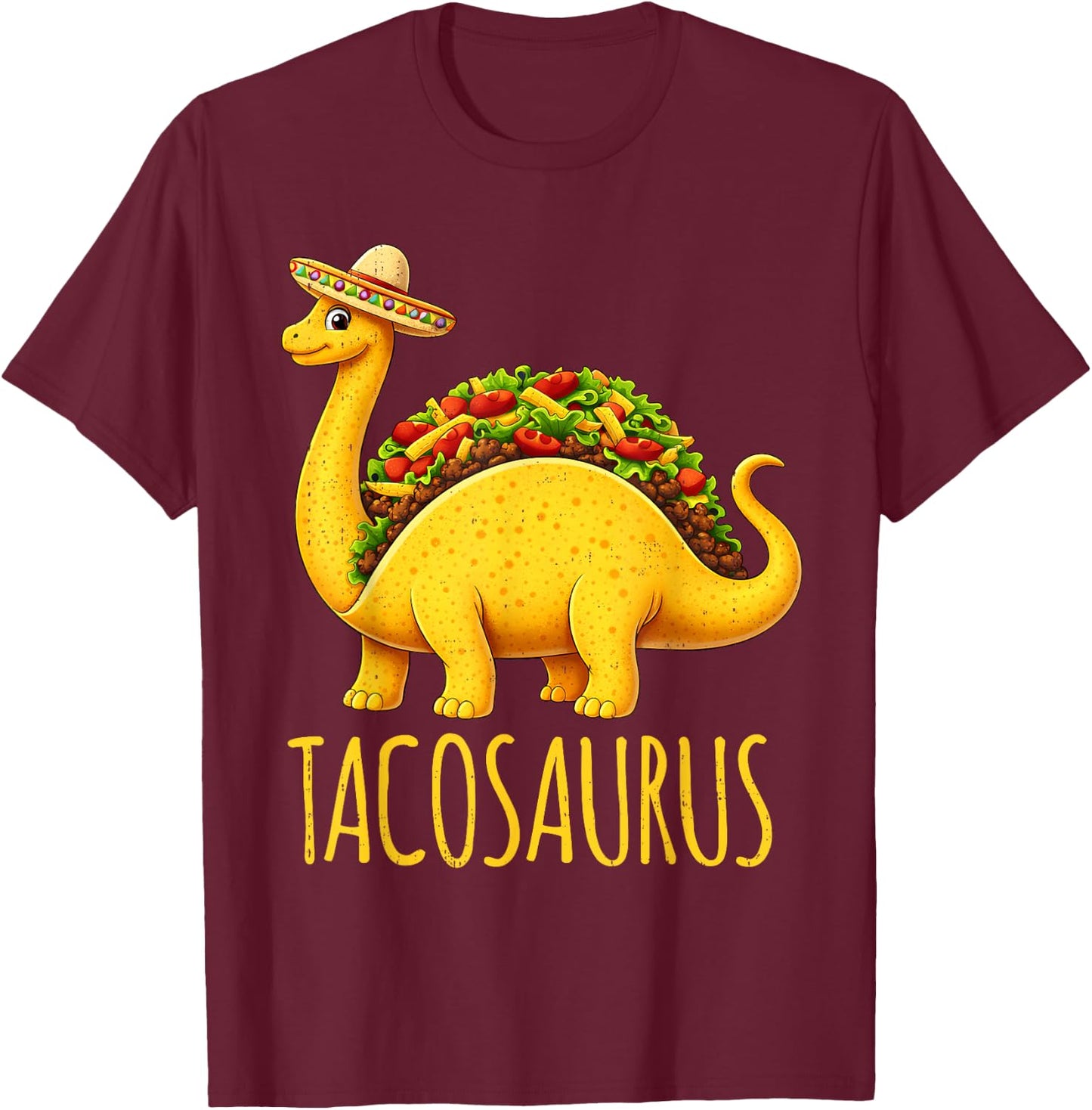 Funny Tacosaurus Dinosaur Taco Cinco De Mayo Toddler Kids T-Shirt - T-Shirt | Maroon
