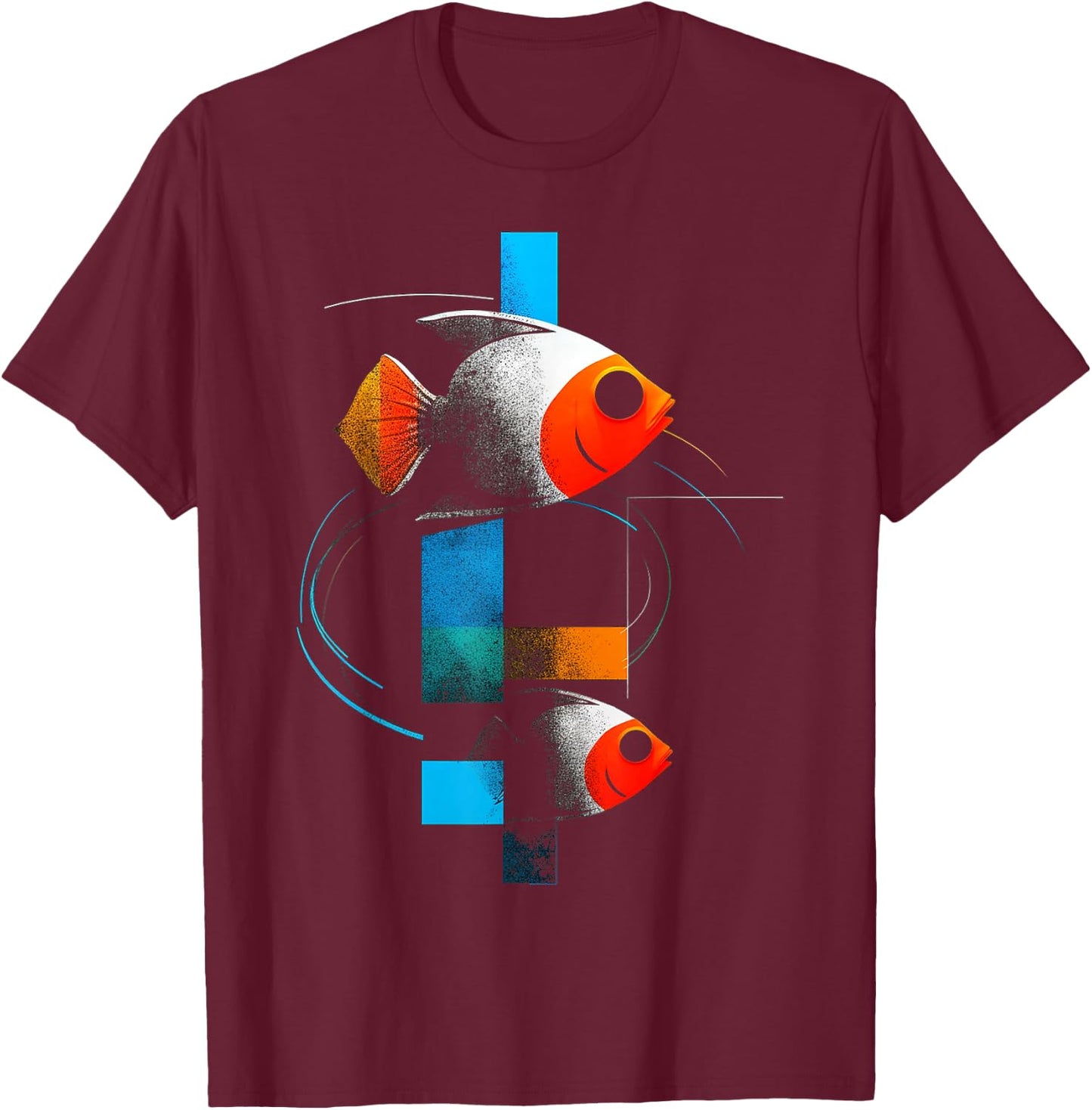 @n!mal - Fische, geometrisch, abstrakt, bunt, Tierkunst, Grafik Schwarz Kinder & Erwachsene Kurzarm Klassisch Graphic T-Shirt - T-Shirt | Maroon