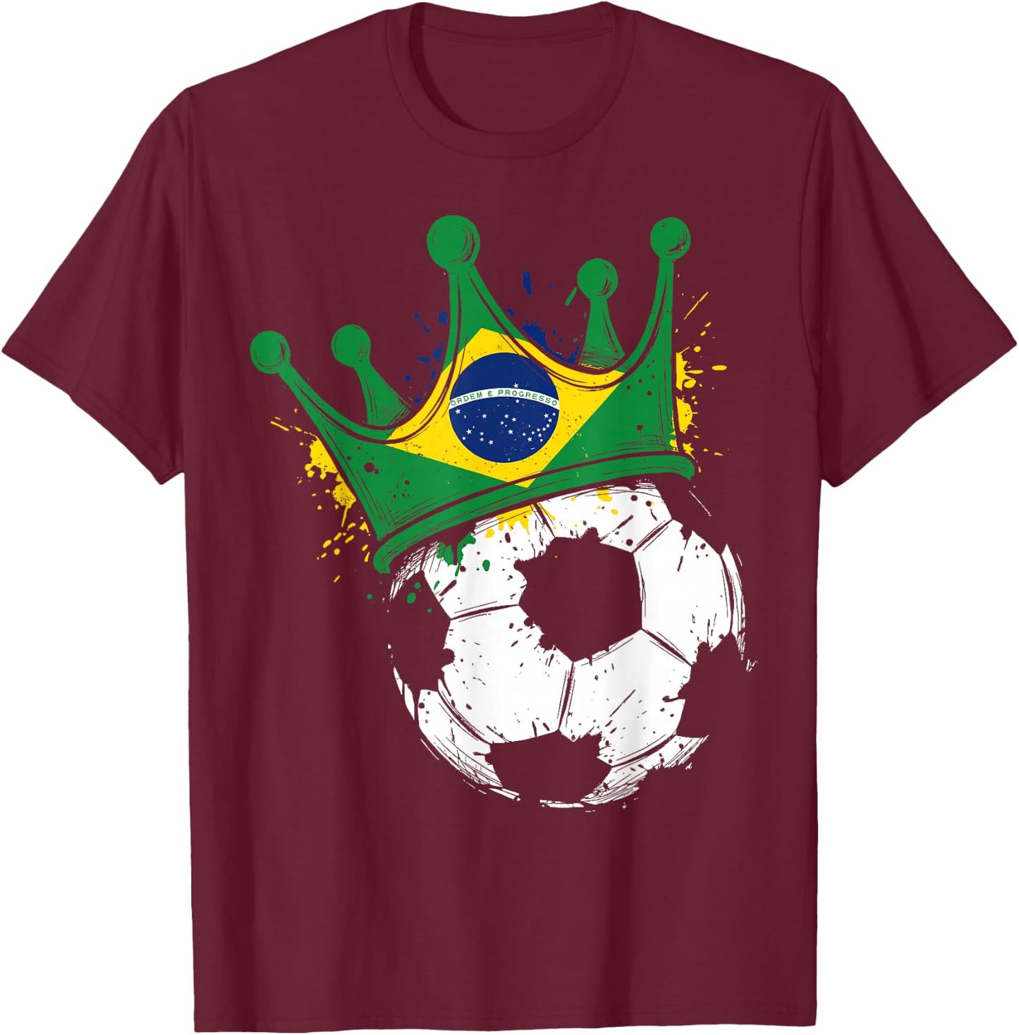 Brazilian Flag Novelty Brazil T-Shirt - T-Shirt | Maroon