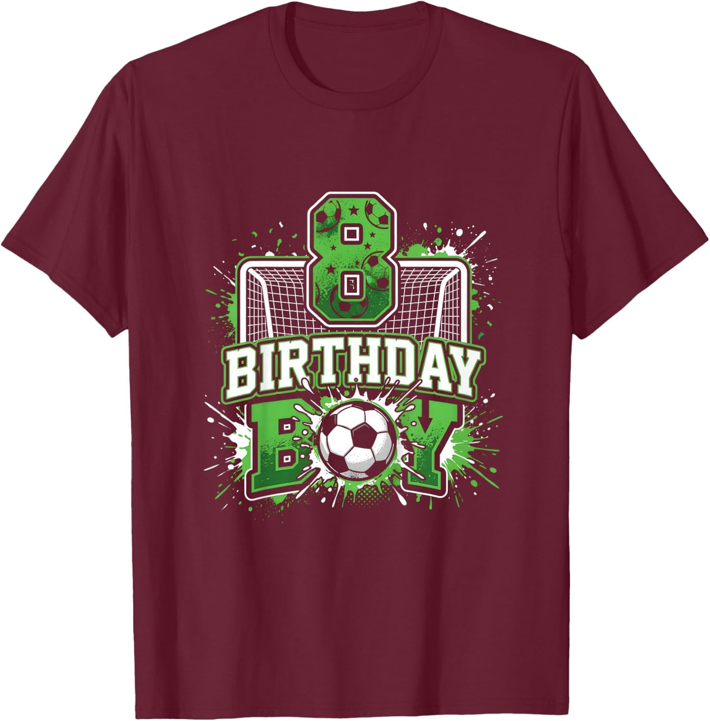 Filet de Football pour 8e Anniversaire garçon 8 Ans T-Shirt - T-Shirt | Maroon