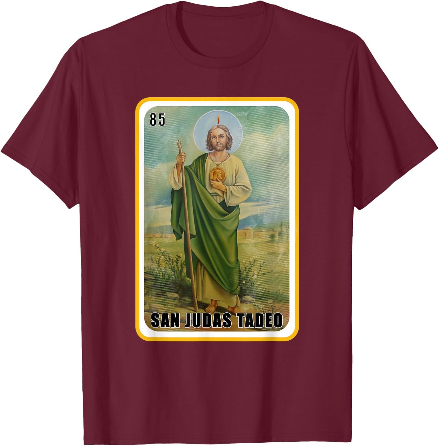 Funny Spanish-Mexican Bingo Gifts - San Judas Tadeo T-Shirt - T-Shirt | Maroon