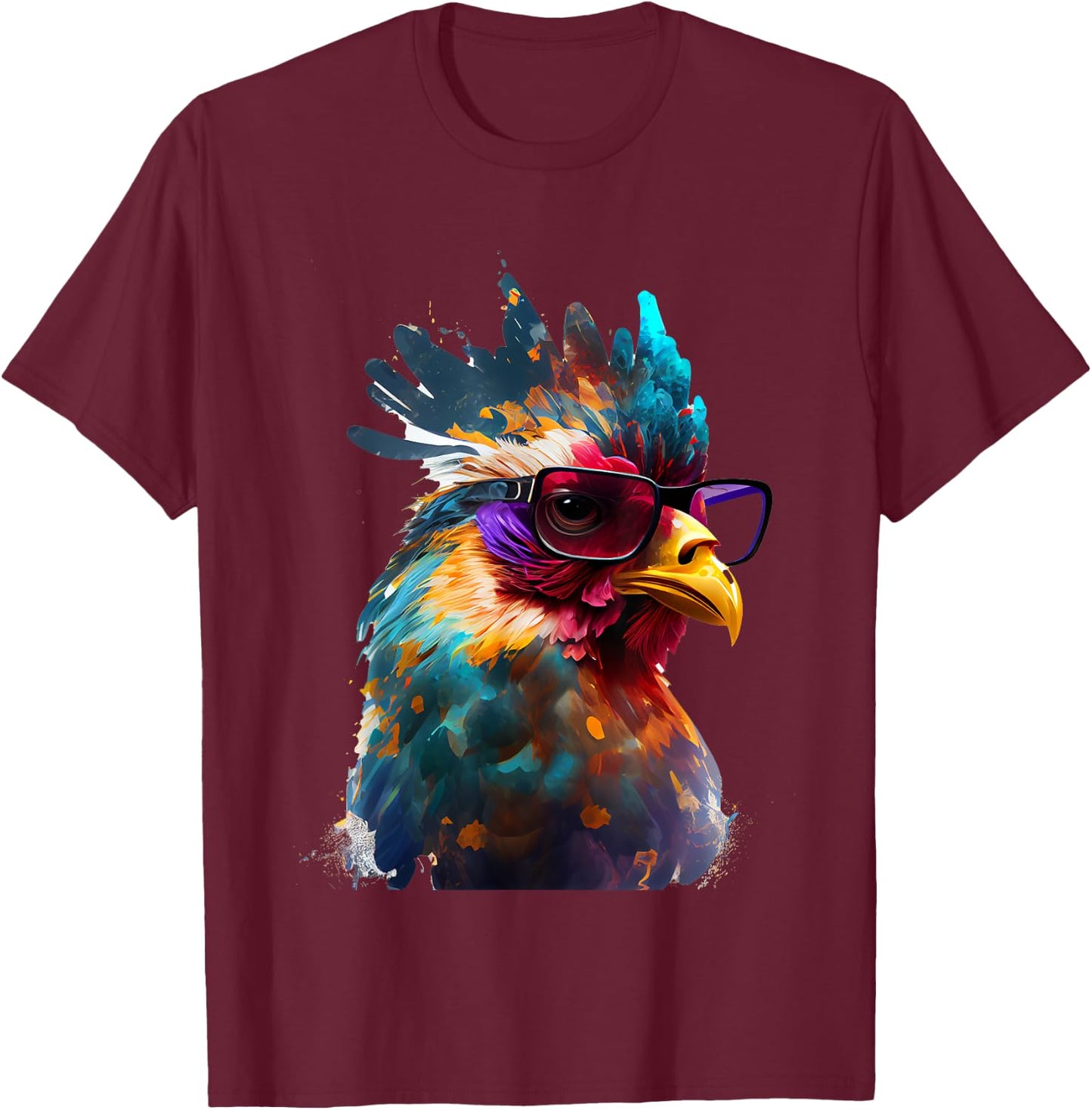 Chicken chickens with sunglasses T-Shirt - T-Shirt | Maroon