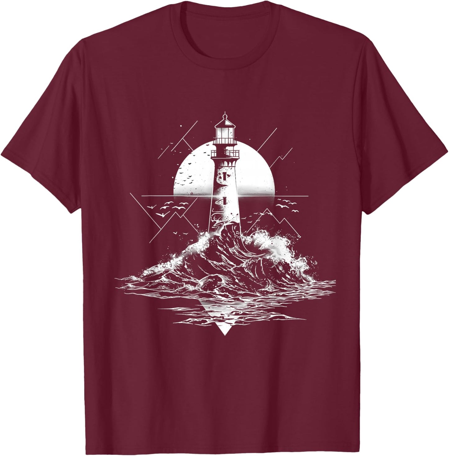 Phare Voile Mer Plage Bateau Maison Bord de Mer T-Shirt - T-Shirt | Maroon