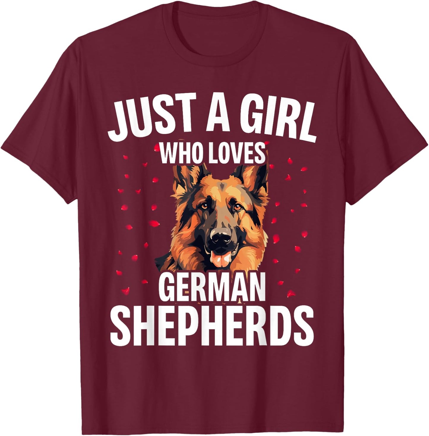 Funny German Shepherd Art For Girls Women Kids Dog Lovers T-Shirt - T-Shirt | Maroon