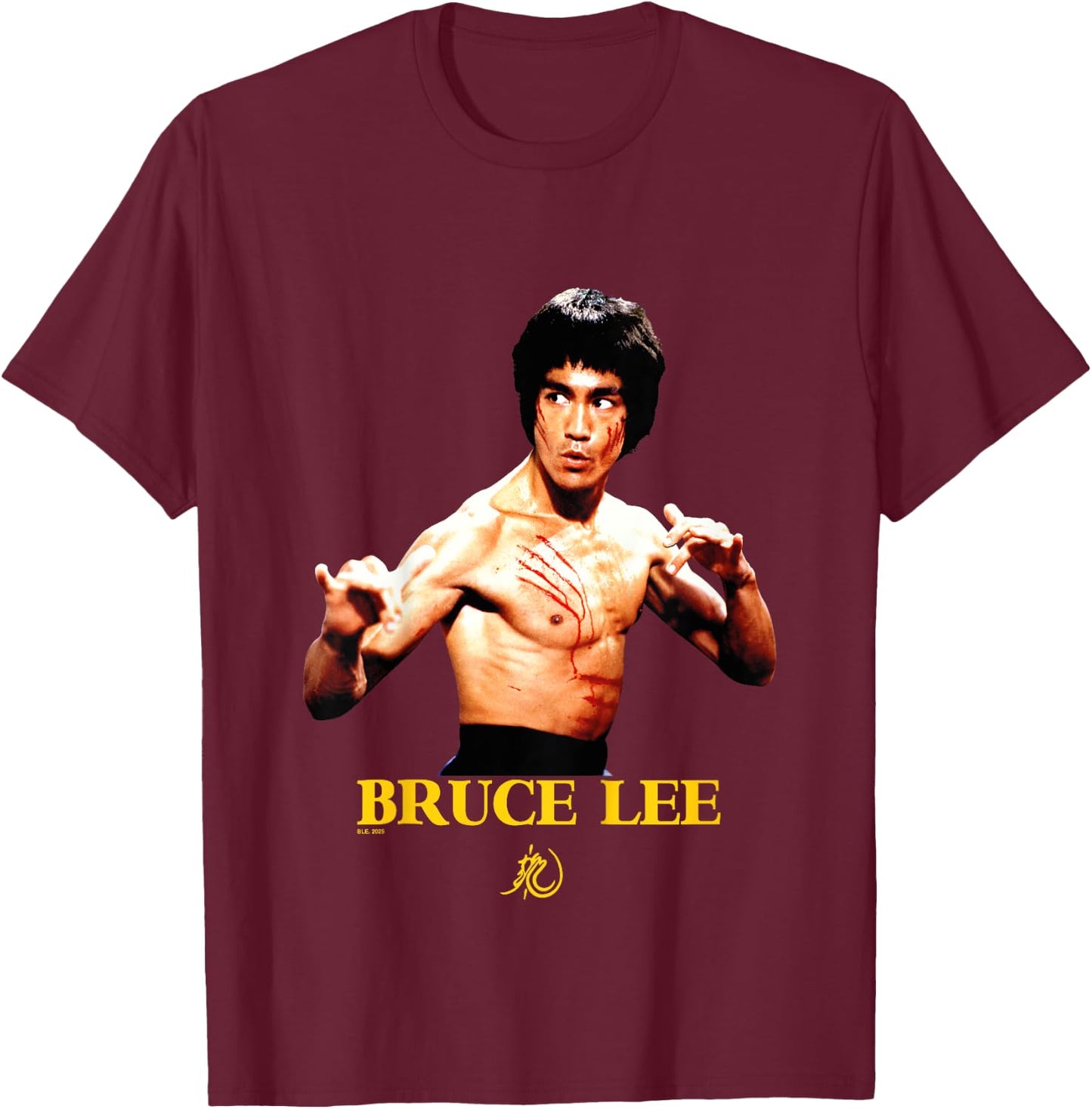 Kids Bruce Lee Enter The Dragon, an Iconic Photo for Kids , Black, S T-Shirt - T-Shirt | Maroon