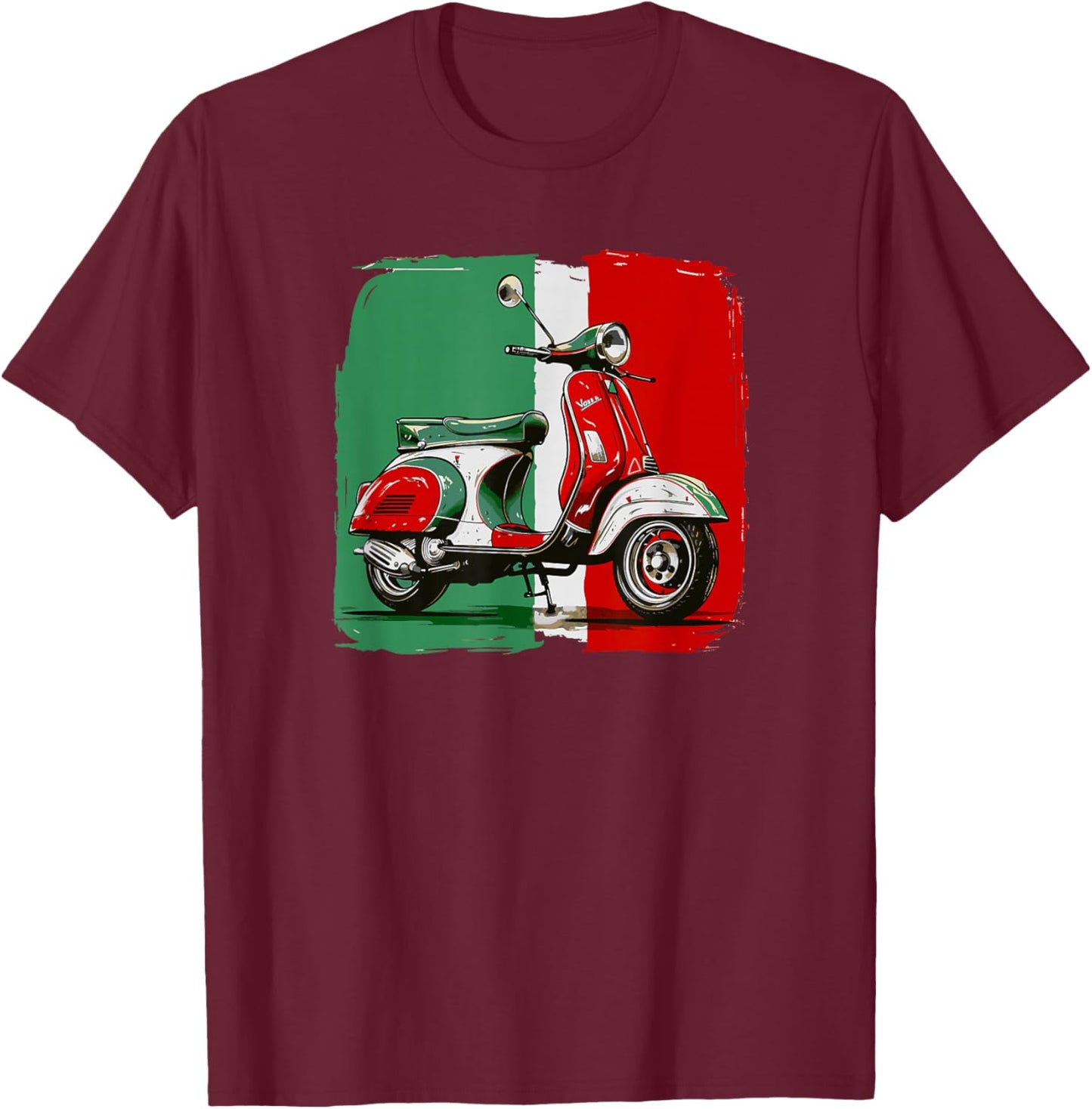 Tricolore - Italian Flag Italian Scooter T-Shirt - T-Shirt | Maroon