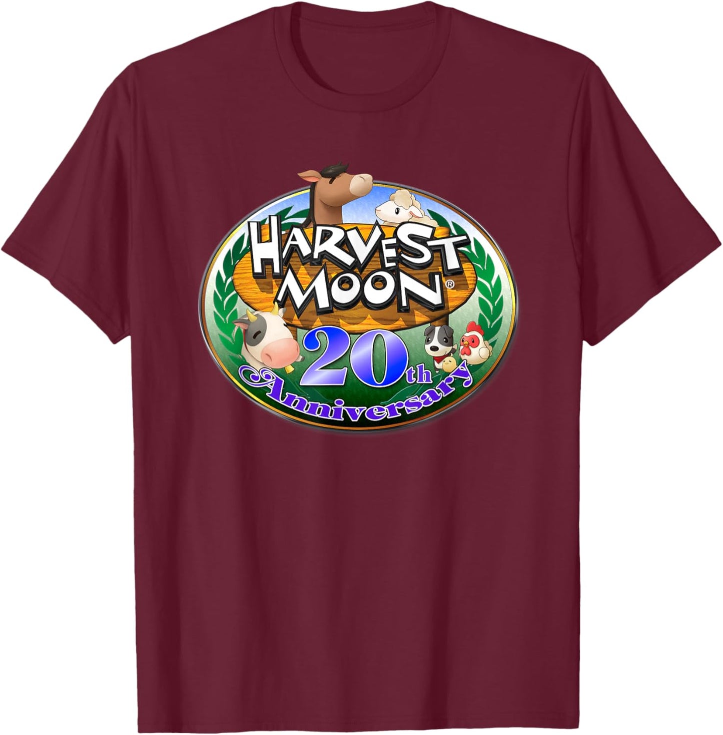 Official Harvest Moon 20th Anniversary T-Shirt - T-Shirt | Maroon