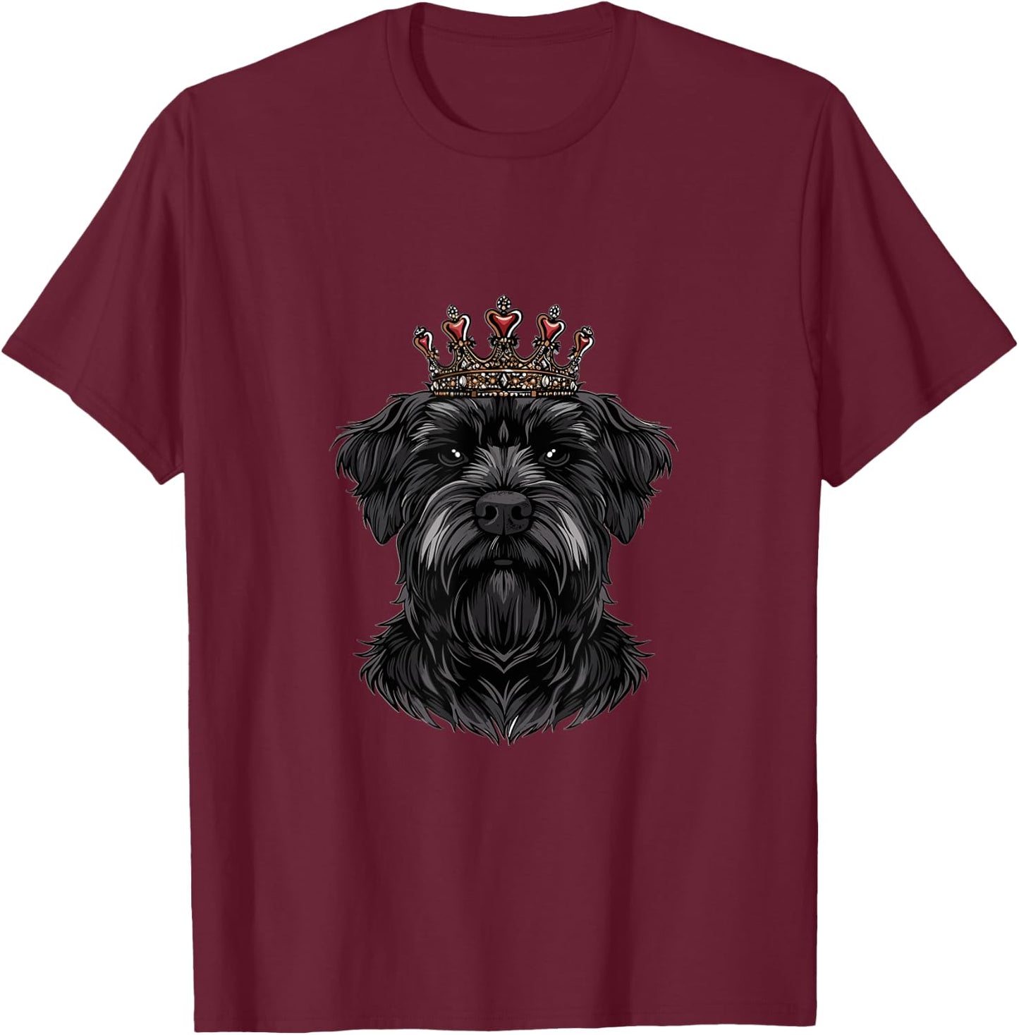 Black Russian Terrier Dog Breed Wearing Crown T-Shirt - T-Shirt | Maroon