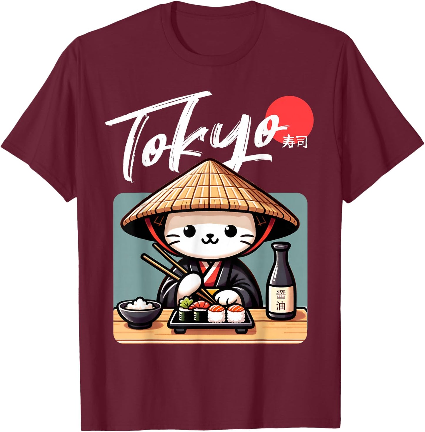Sushi Cat Kawaii Japanisches Zeug für Katzenliebhaber Anime Tokyo T-Shirt - T-Shirt | Maroon