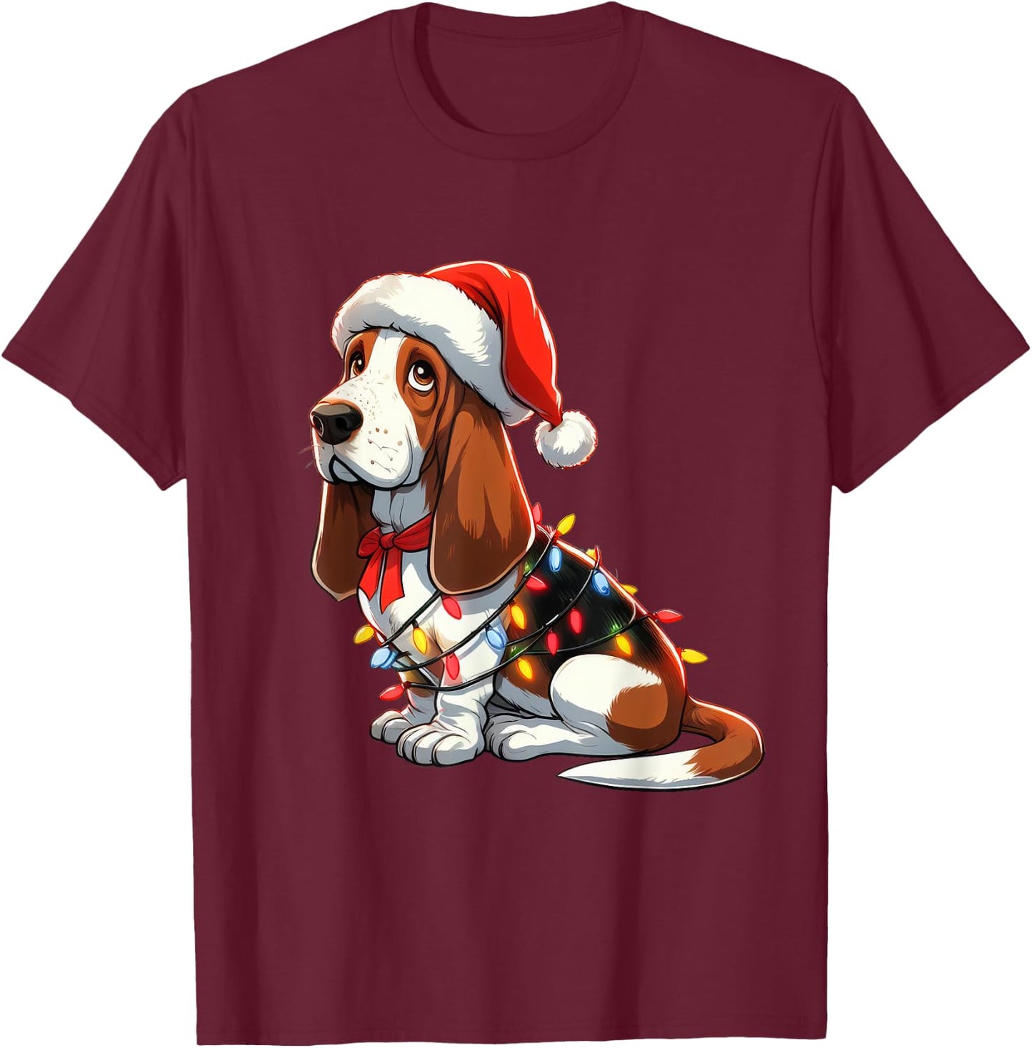 Basset Hound Christmas Costume Santa For Lover Dog T-Shirt - T-Shirt | Maroon