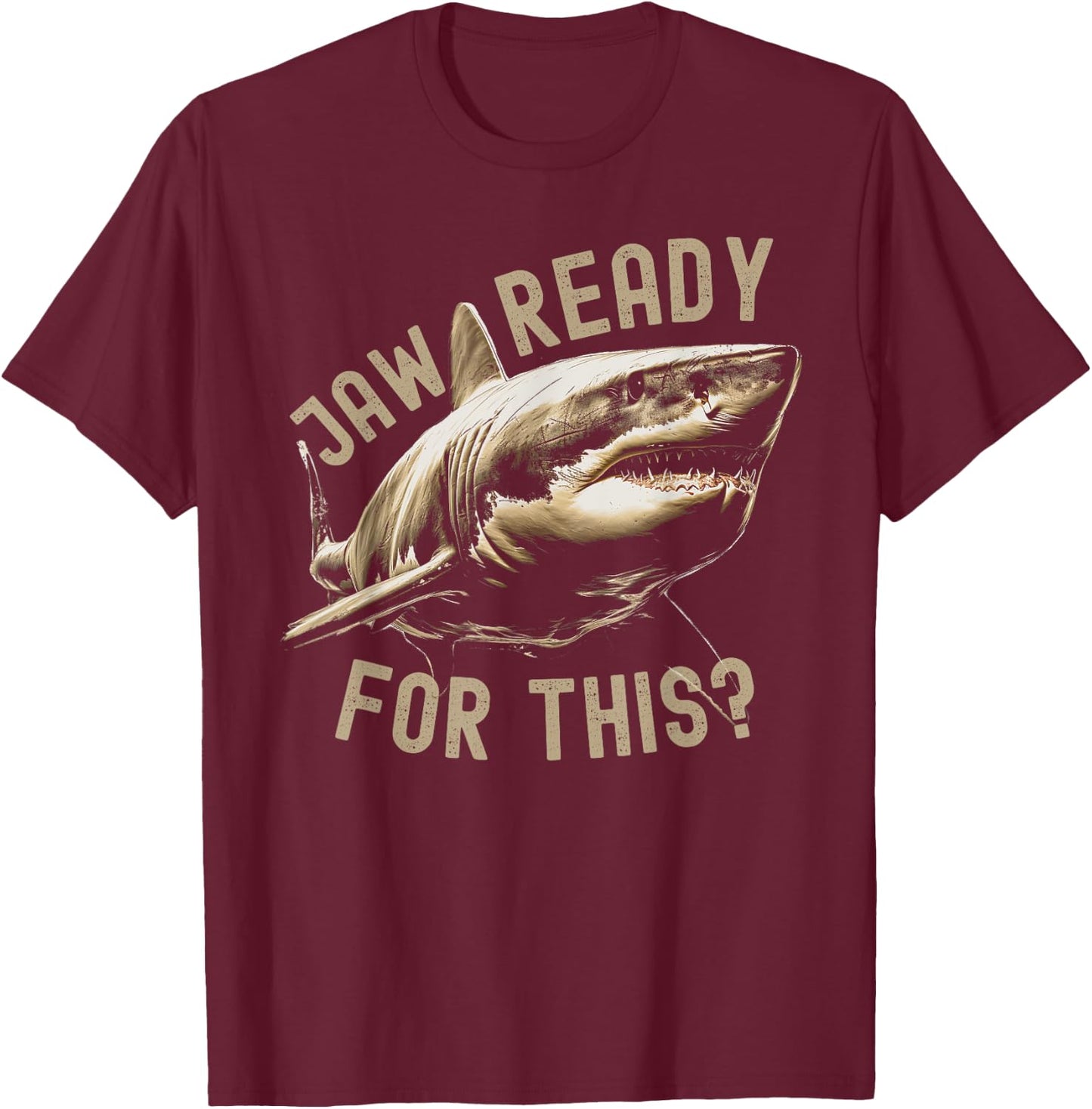 Jaw Ready For This Funny Shark Lover Ocean Animal Boys Kids T-Shirt - T-Shirt | Maroon