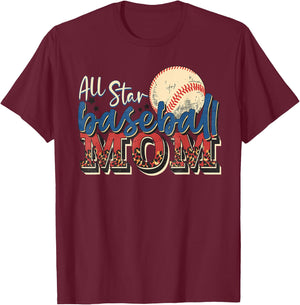 All Star Baseball Mom T-Shirt - T-Shirt | Maroon