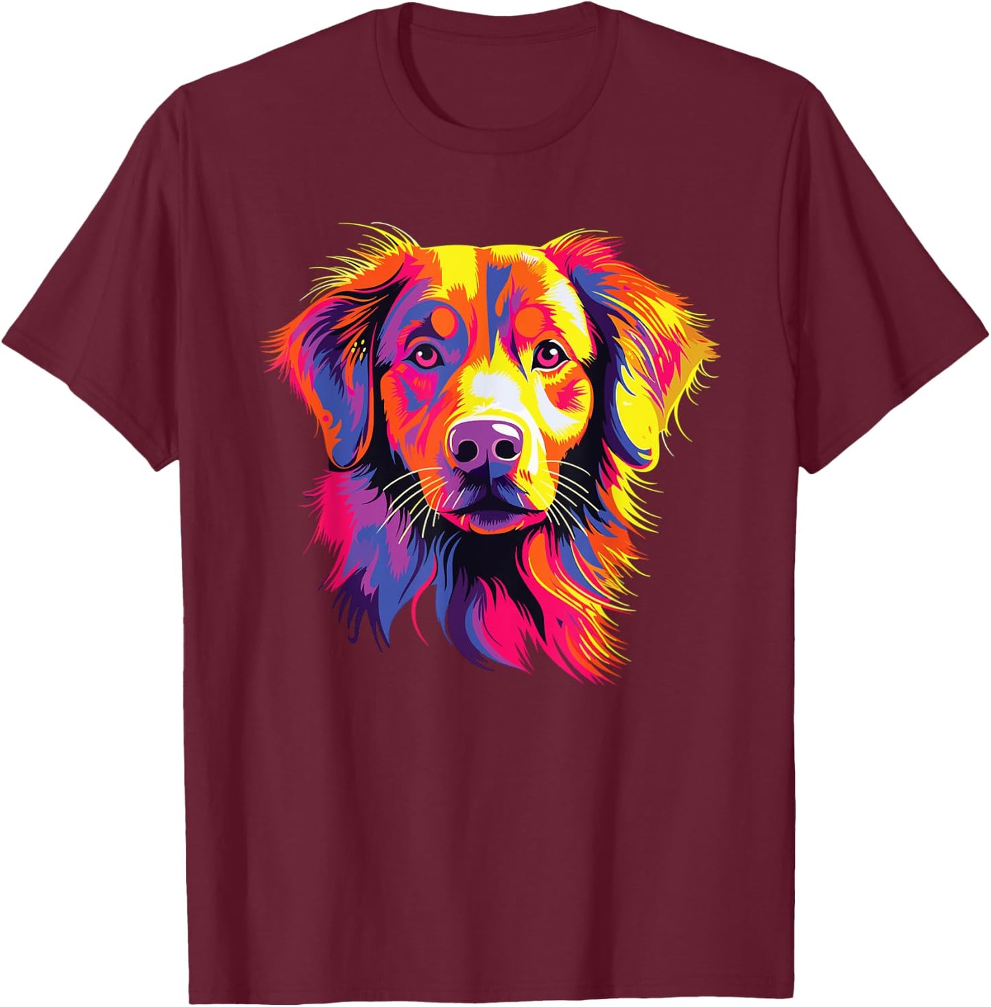 Watercolor Colorful Nova Scotia Duck Tolling Retriever Dog T-Shirt - T-Shirt | Maroon