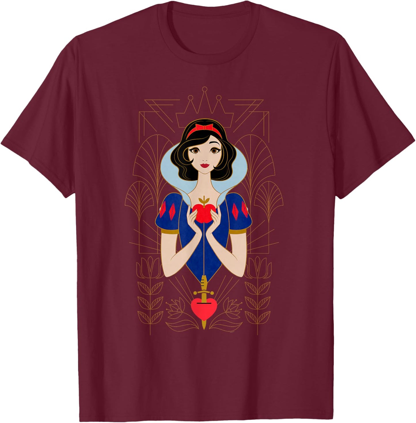 Disney Princess Snow White Modern Art Deco Style T-Shirt - T-Shirt | Maroon