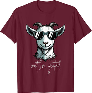 Wait I'm goated, cool goat with Sunglasses T-Shirt - T-Shirt | Maroon