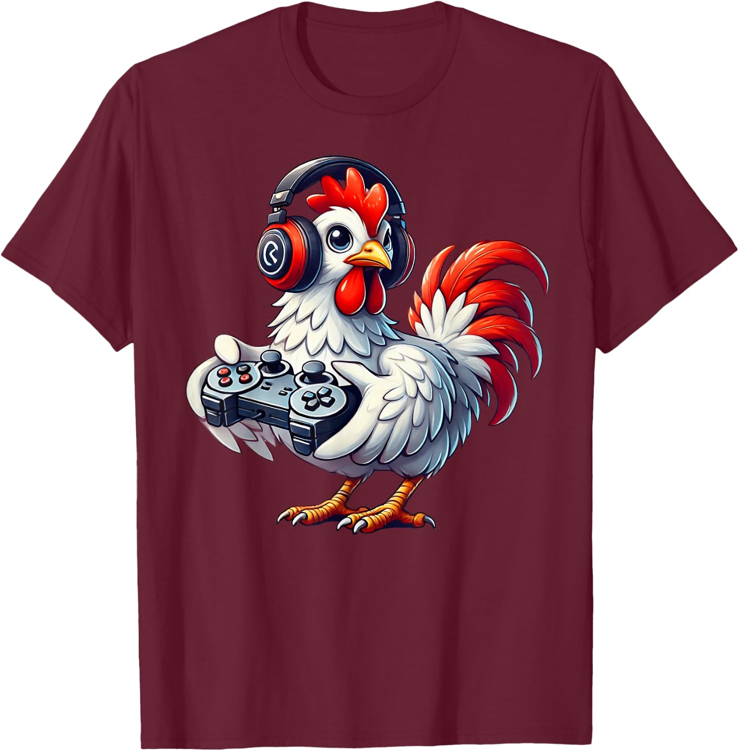 Chicken Funny Video Games Graphic Chicken Gamers T-Shirt - T-Shirt | Maroon