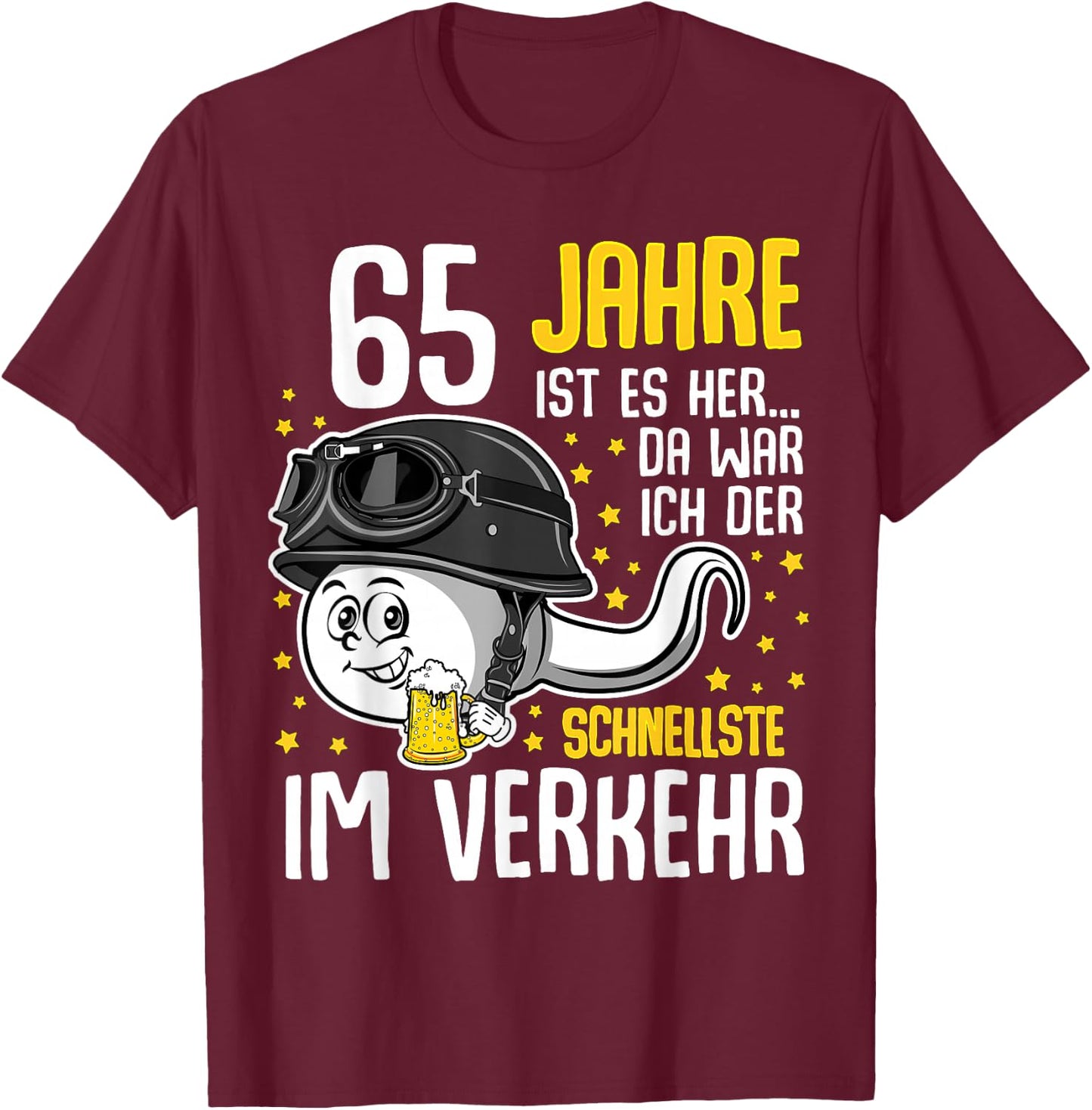 Men's "Vor 65 Jahren der Fastest in Traffic" 65th Birthday Man , black T-Shirt - T-Shirt | Maroon