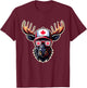 Funny Canada Flag Moose Sunglasses Canadian Flag Maple Leaf T-Shirt - T-Shirt | Maroon