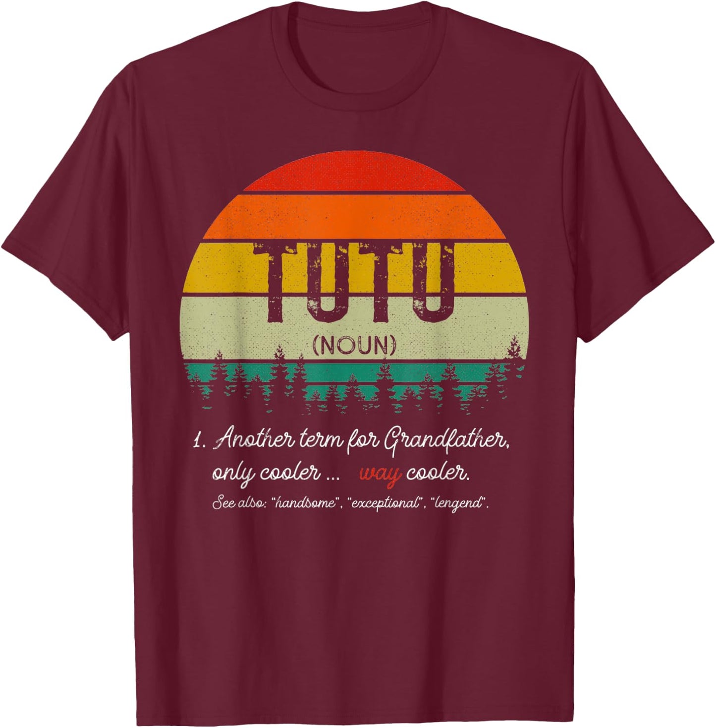Vintage Tutu Definition Grandpa Fathers Day Retro T-Shirt - T-Shirt | Maroon