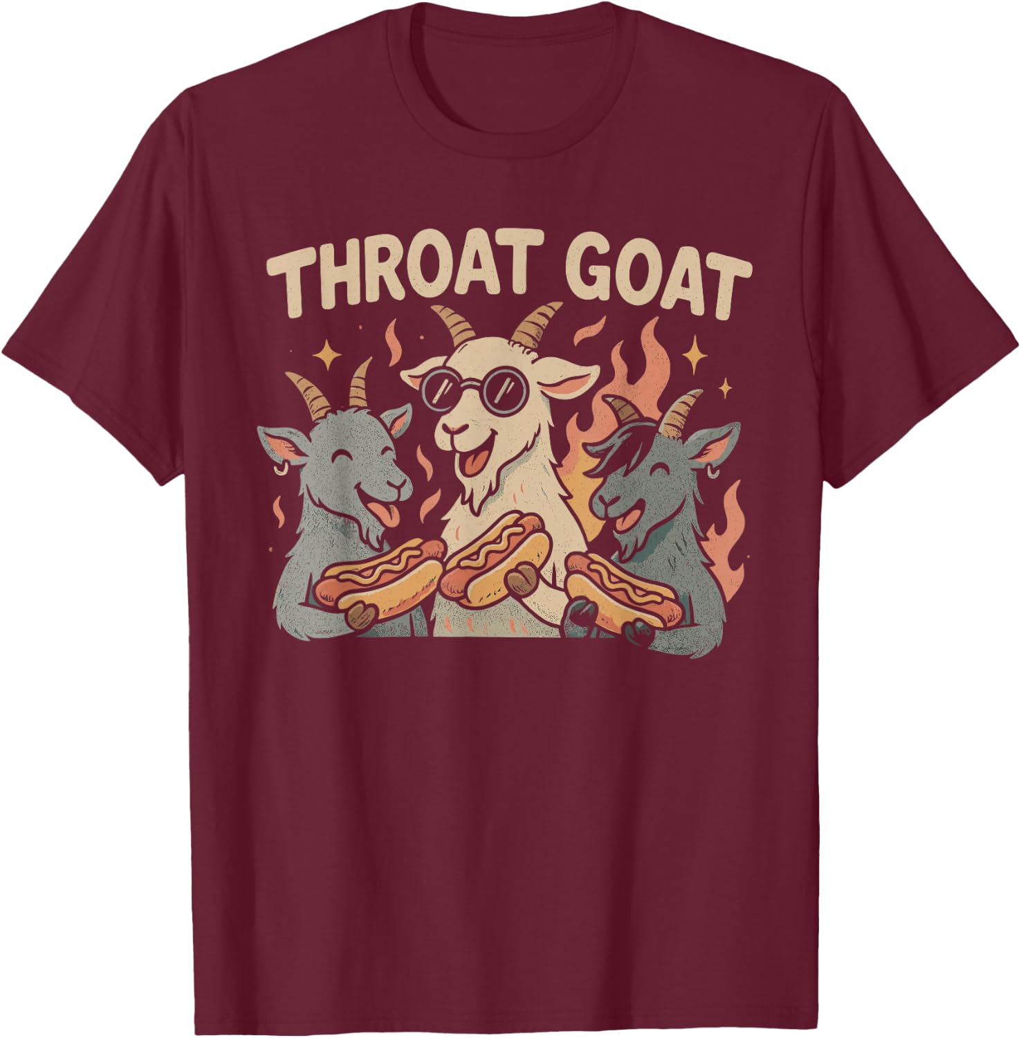 Throat Goat Inappropriate Adult Humor T-Shirt - T-Shirt | Maroon