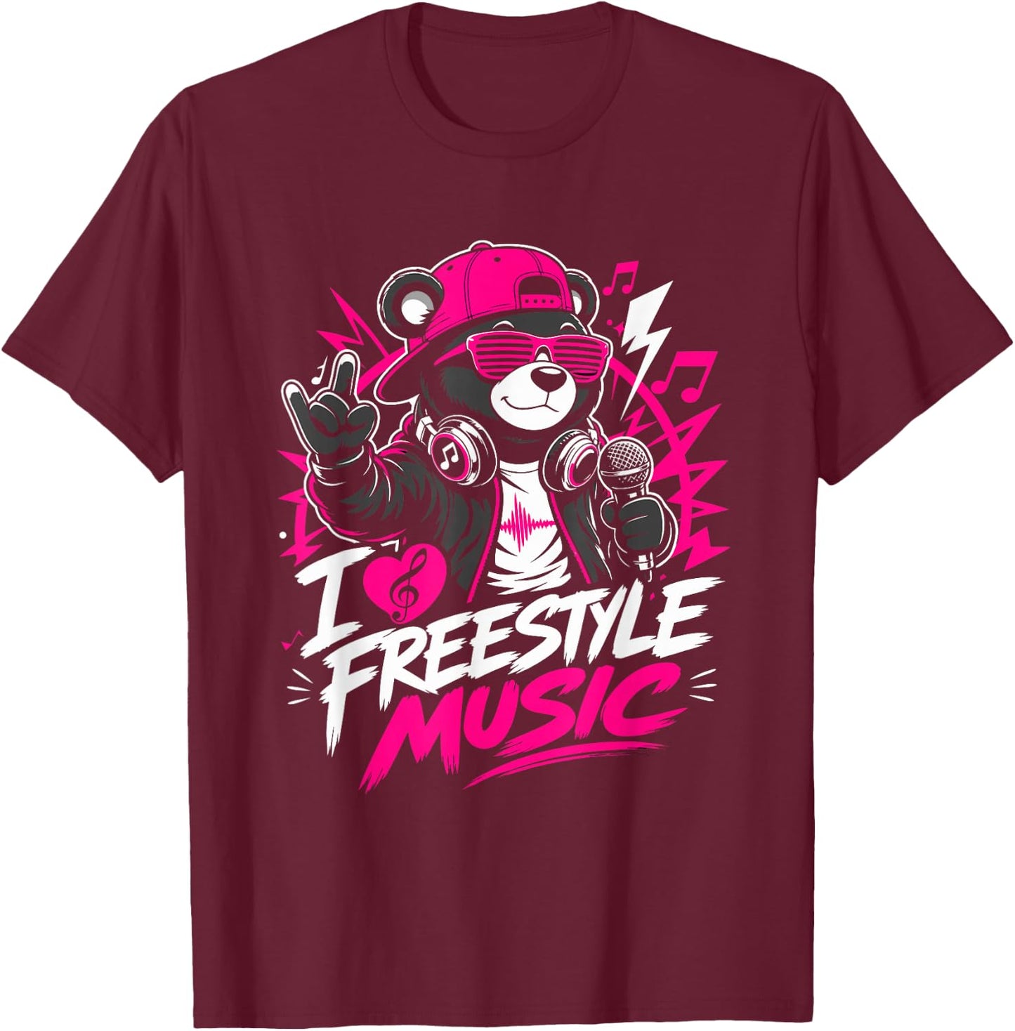 I Love Freestyle Music T-Shirt - T-Shirt | Maroon