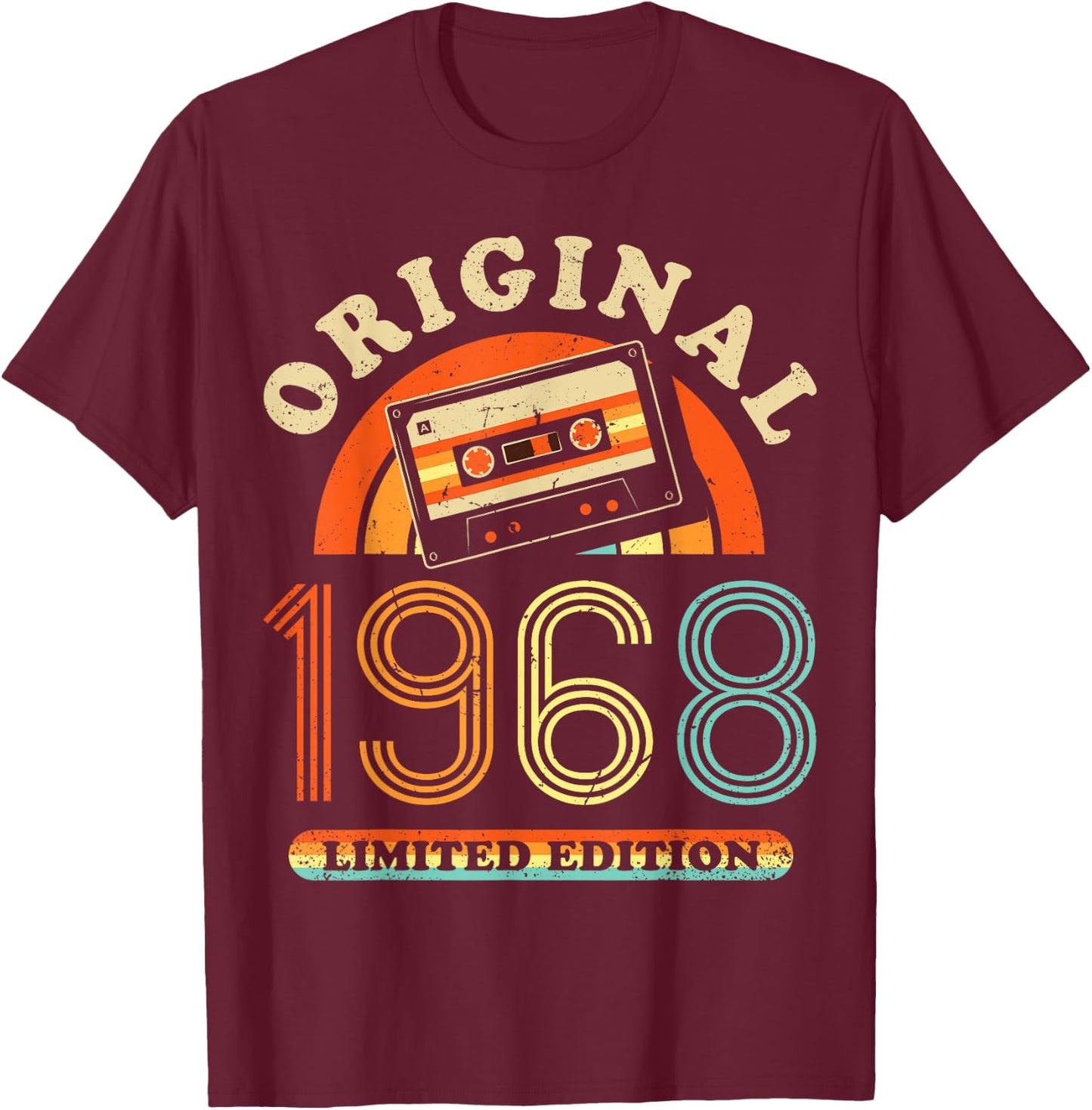 58.Geburtstag Original Männer Frauen Vintage Jahrgang 1968 T-Shirt - T-Shirt | Maroon
