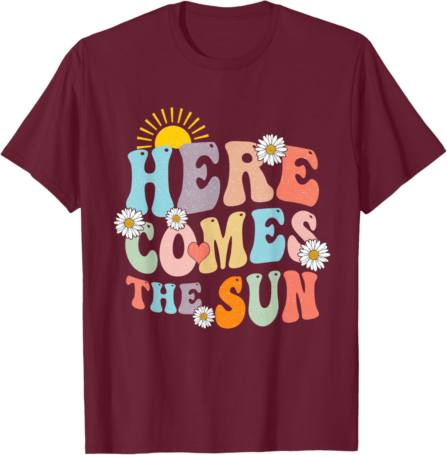 Here Comes The Sun Summer Vacation Beach Family Matching T-Shirt - T-Shirt | Maroon