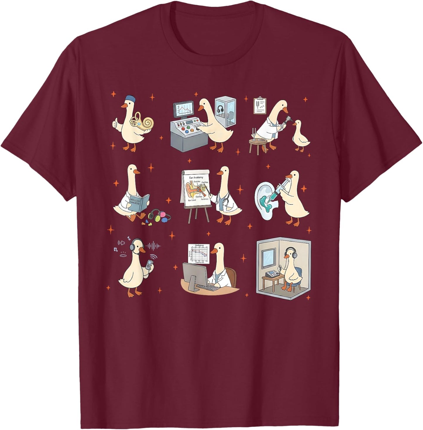 Audiologist Silly Goose ENT Doctor Hearing Aid Ossicle Nurse T-Shirt - T-Shirt | Maroon