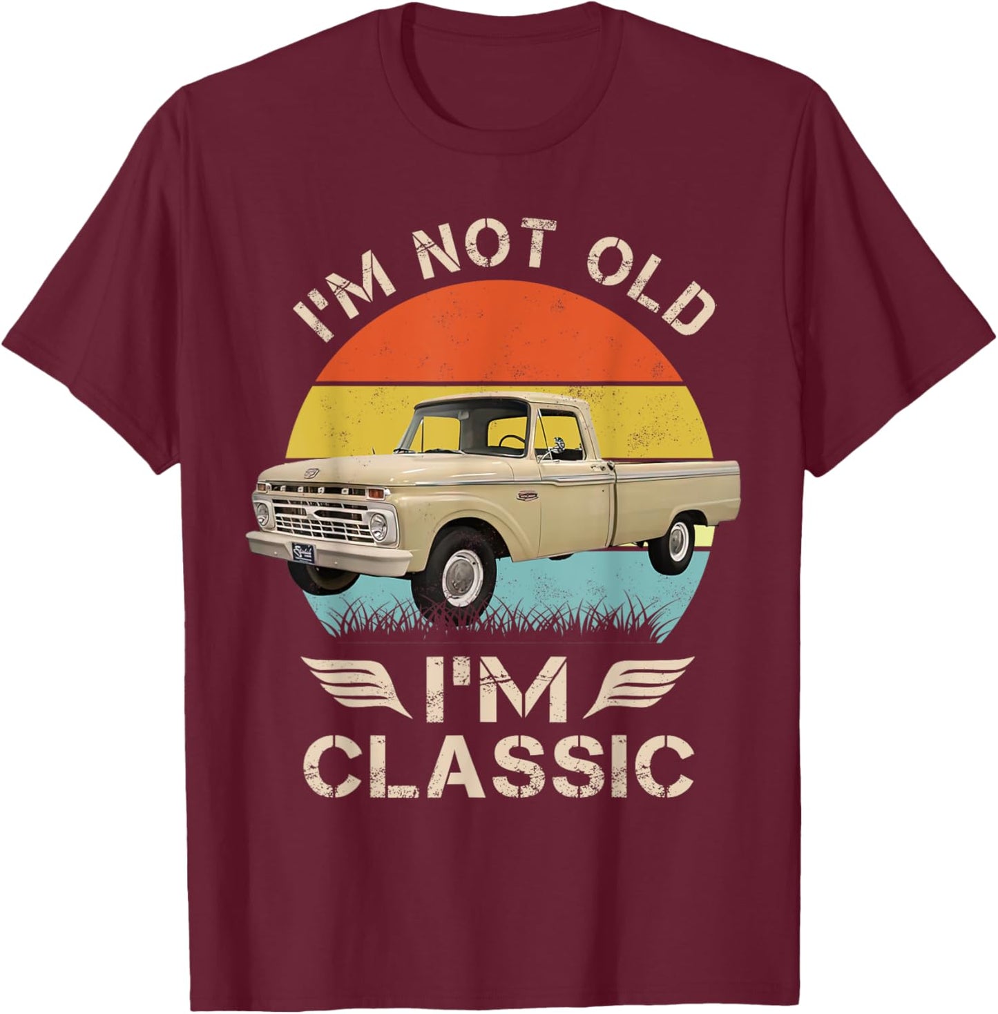1966 classic f100 Beige , Small, Black T-Shirt - T-Shirt | Maroon