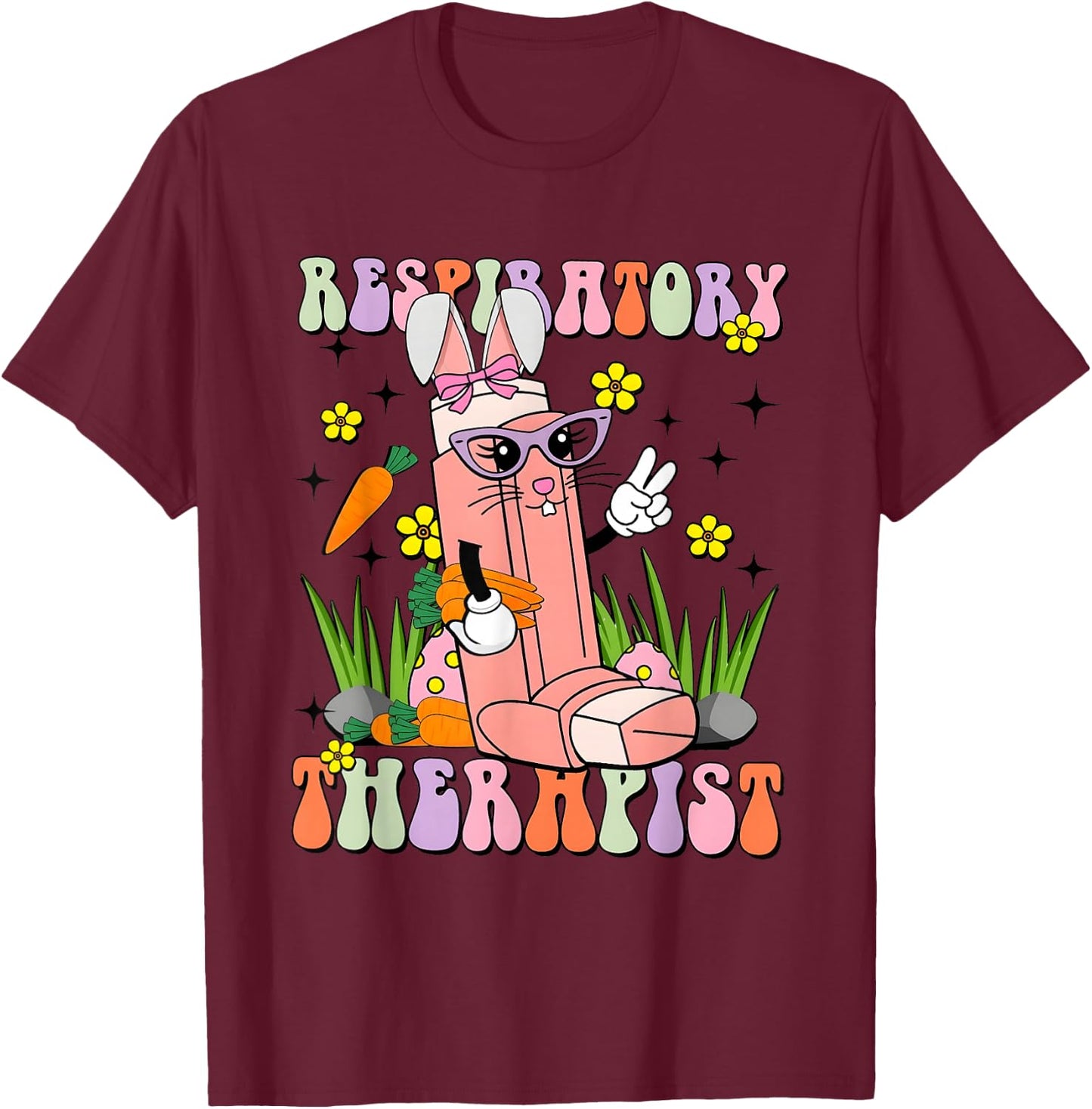Easter Day Respiratory Therapist Easter Day Lung Squad T-Shirt - T-Shirt | Maroon
